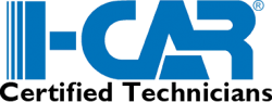 Blue "I-CAR" logo with stylized lettering.